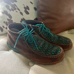 Twisted X Womens Diamond stitch lace up moccasins
